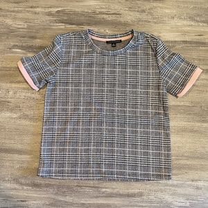 Black and white Boxy Glen Plaid top sz small